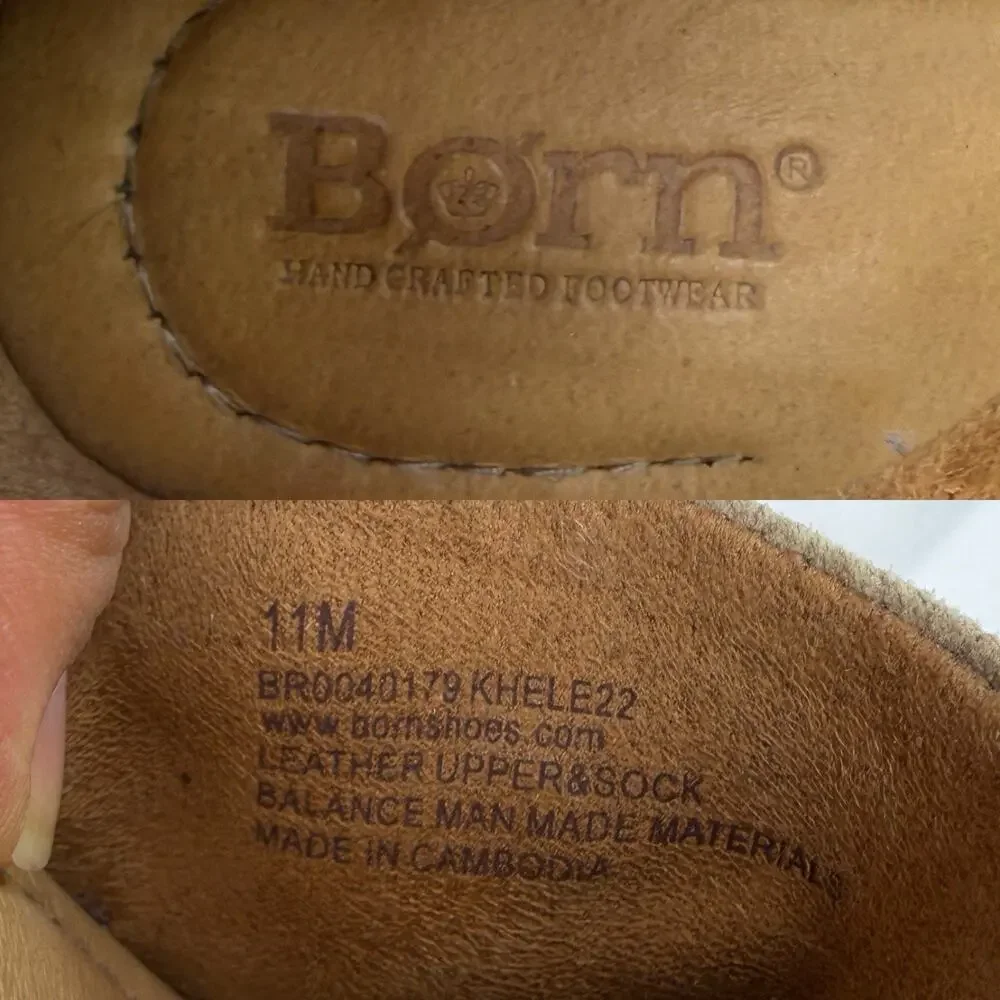Born Nellie Wedge Mary Jane Leather Shoes Suede Tan Color Size 11M, boho-chic